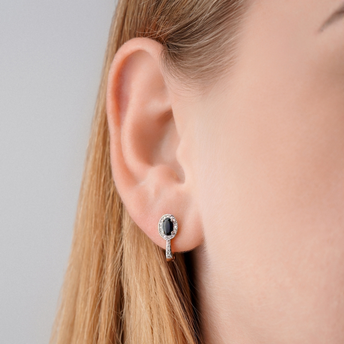 Золоті сережки з сапфіром та діамантами 52862/01/1/8051