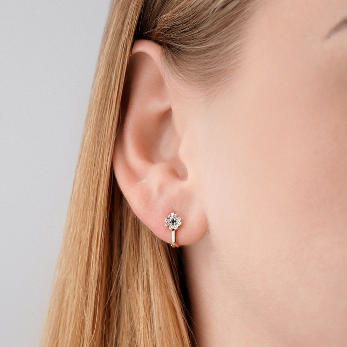 Золоті сережки з сапфіром та діамантами 52778/14/1/8291