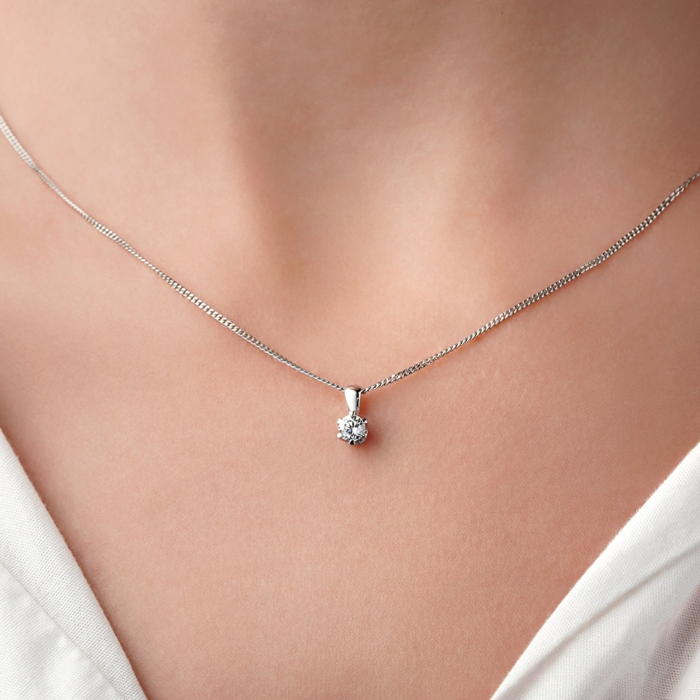 Підвіска з білого золота з діамантом 560056/02/1/9220