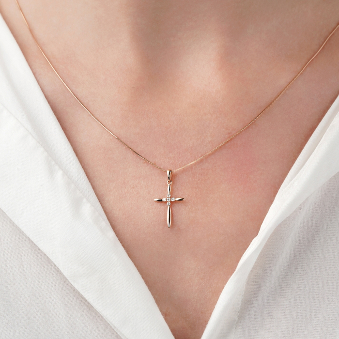 Золотий хрестик з діамантами 53964/01/1/8566