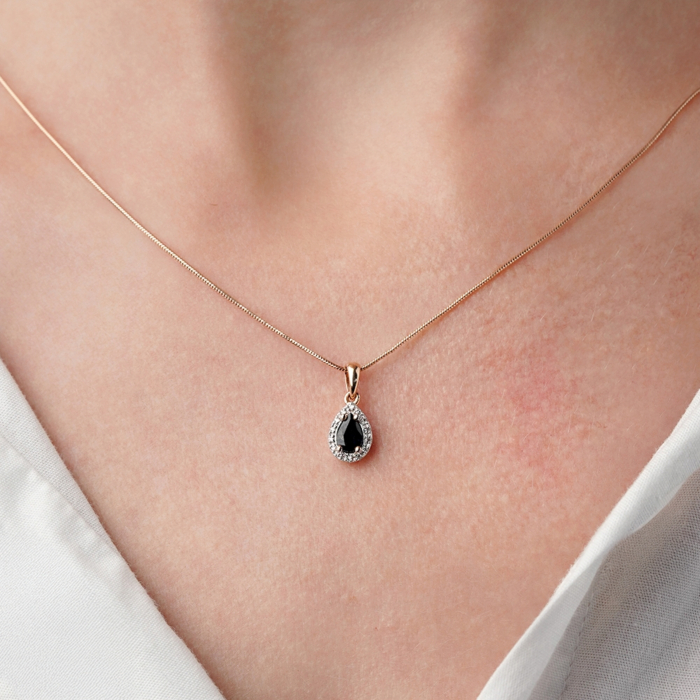 Золотая подвеска с сапфиром и бриллиантами 53950/01/1/9597