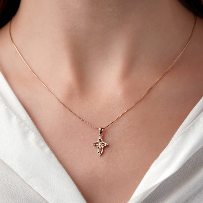 Золотой крестик с бриллиантами. Артикул 560091/01/1/8007