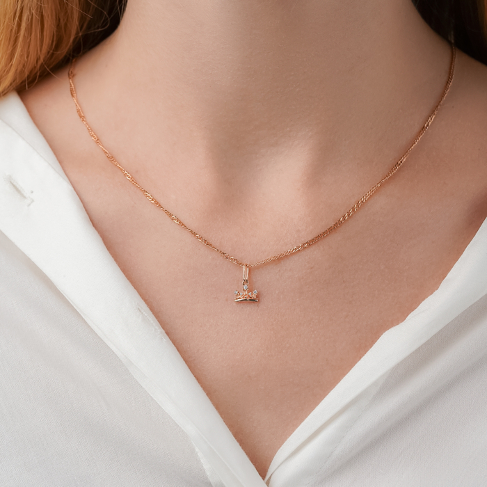 Золотая подвеска «Корона» с фианитами 32547/01/0/75