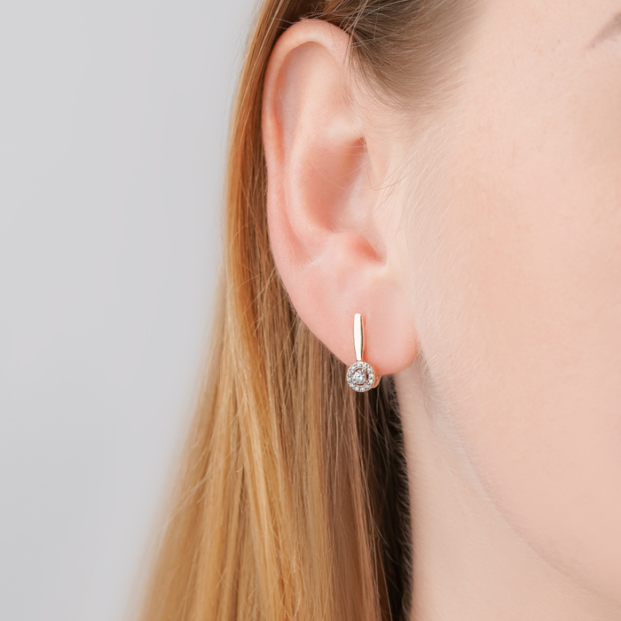 Сережки з червоного золота з діамантами P-DE09014/01/8558