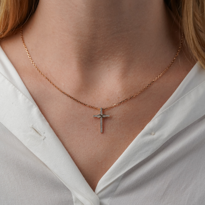 Золотой крестик с бриллиантами. Артикул 809031/01/1/9023