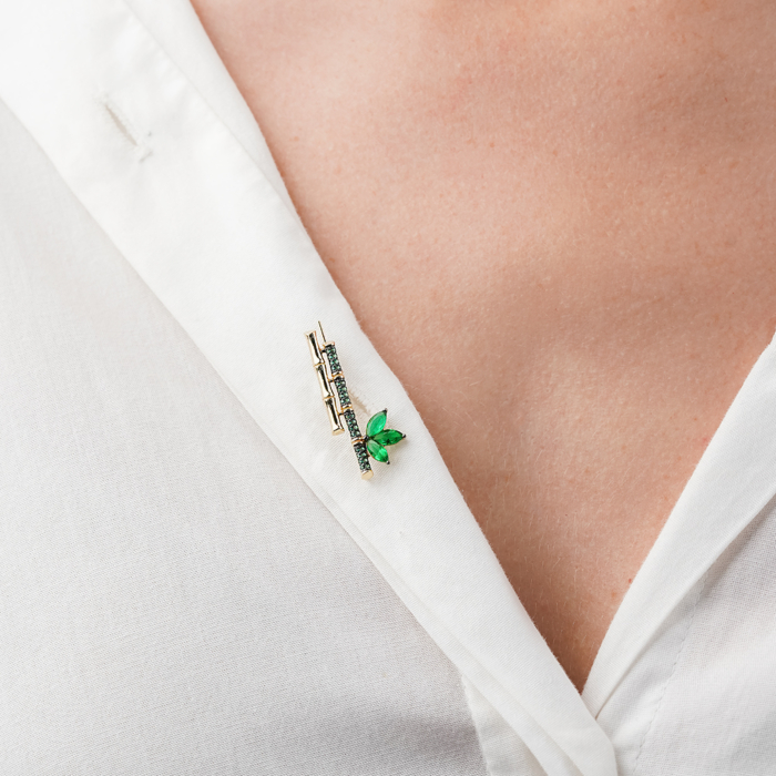 Золотая брошь с фианитами 4160/01/1/21373