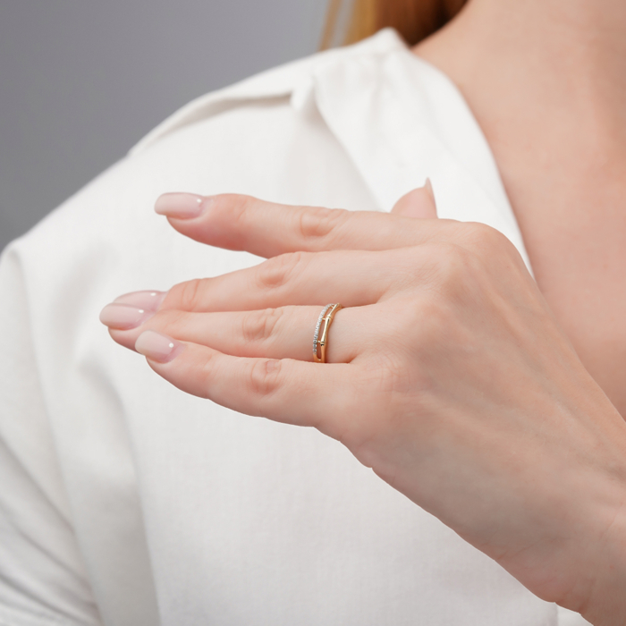 Кольцо из желтого золота с фианитом 18998/03/1/1