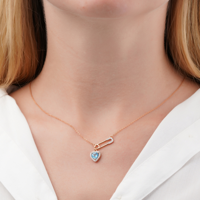 Золотое колье с топазом и фианитами. Артикул 60125/66024-3/01/1/7109