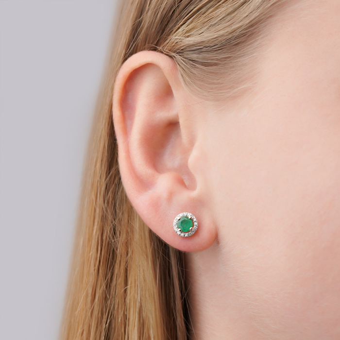Золотые серьги с изумрудом и бриллиантами 53847/01/1/9776