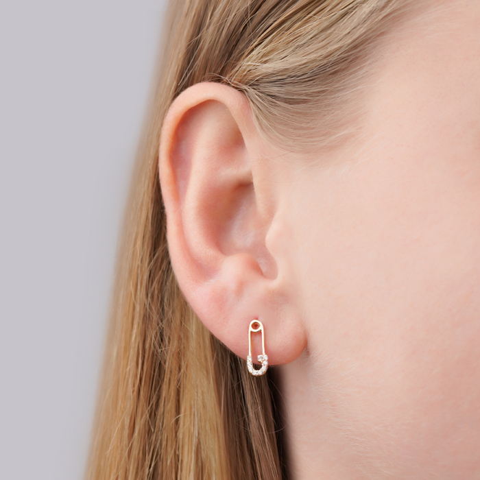 Золоті сережки-пусети з фіанітами P-1820-E/01/1