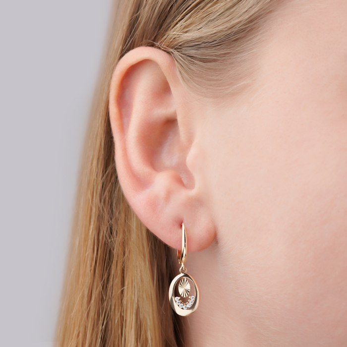 Золоті сережки з фіанітами G-336-E/01/1