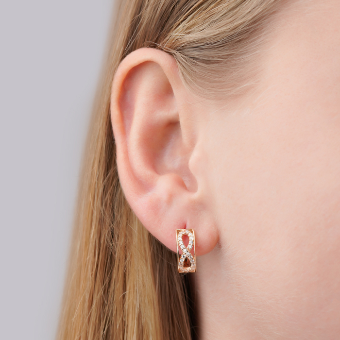 Золотые серьги-конго с фианитами F-1479-E/01/1