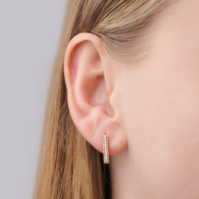 Золотые серьги-конго с фианитами P-727-E/01/1