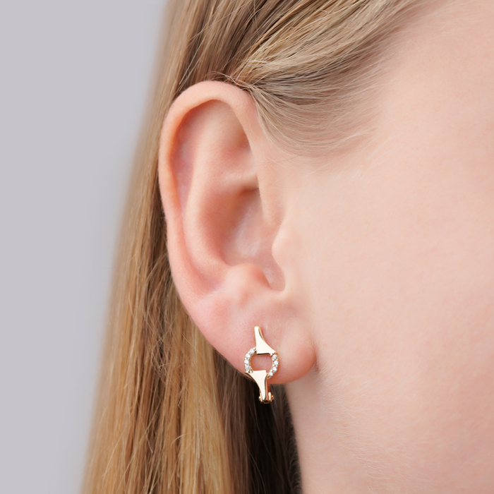 Золотые серьги с фианитами P-E4005-E/01/1