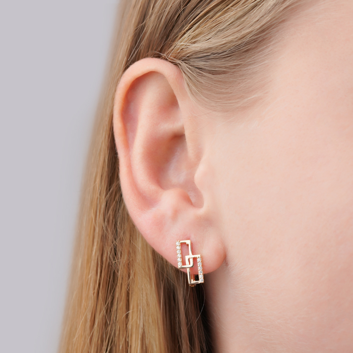 Золоті сережки з фіанітами S214471-E/01/1