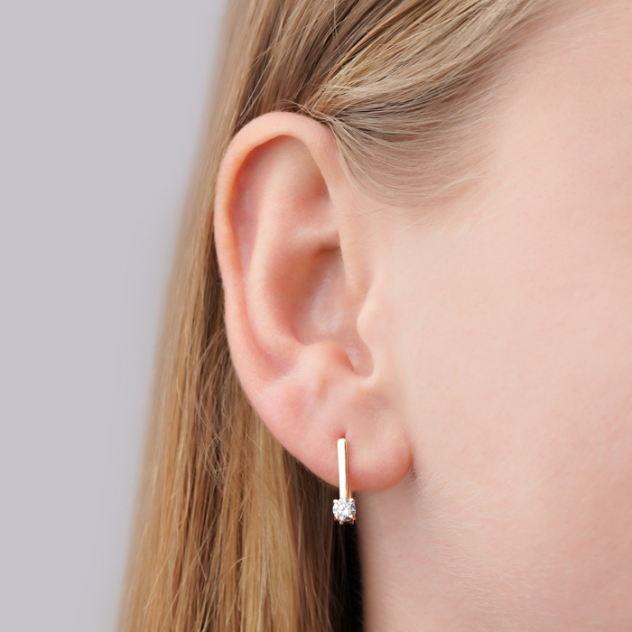 Золоті сережки з фіанітом F-1496-E/01/1