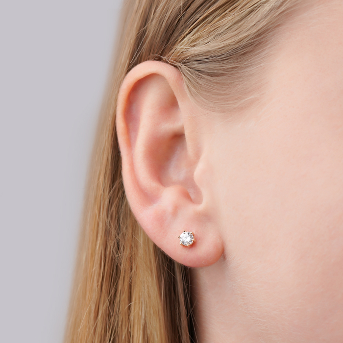 Золотые серьги-пуссеты с фианитом G-3770-E/01/1