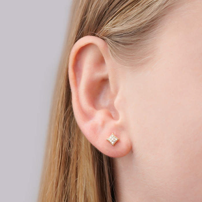 Золотые серьги с фианитами. Артикул F-1203-E/01/1