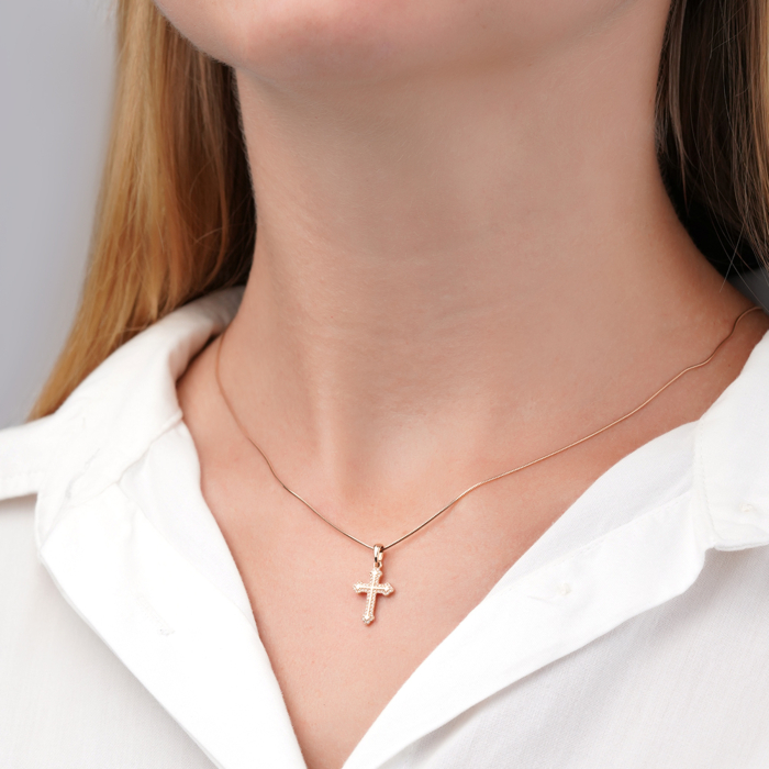 Золотий хрестик з діамантами 560068/01/0/9894