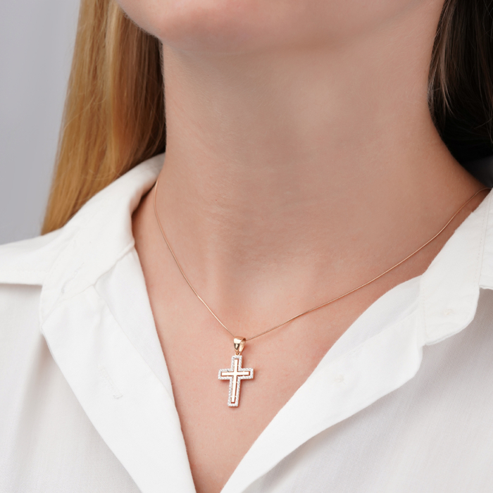 Золотий хрестик з фіанітами 32381/01/1/1