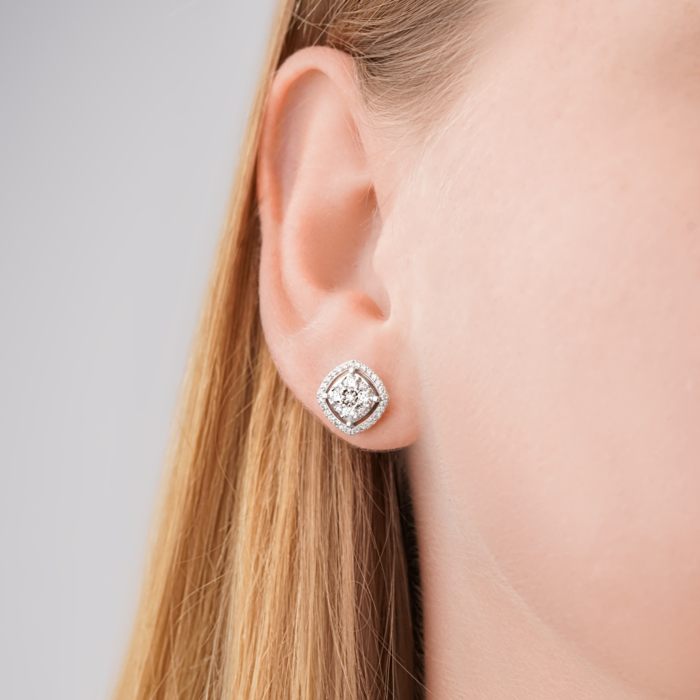 Сережки з білого золота з діамантами 520171/02/1/11027