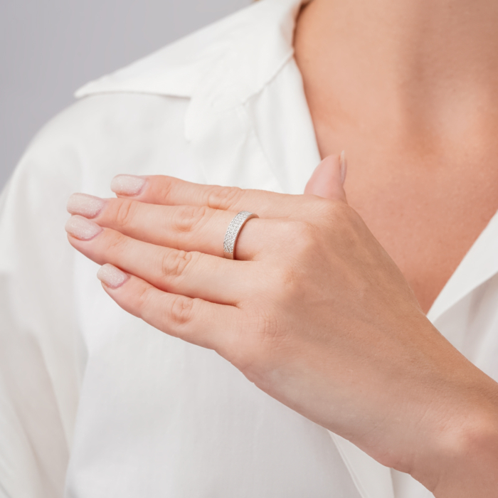 Каблучка з білого золота з діамантами 53384/02/1/9023