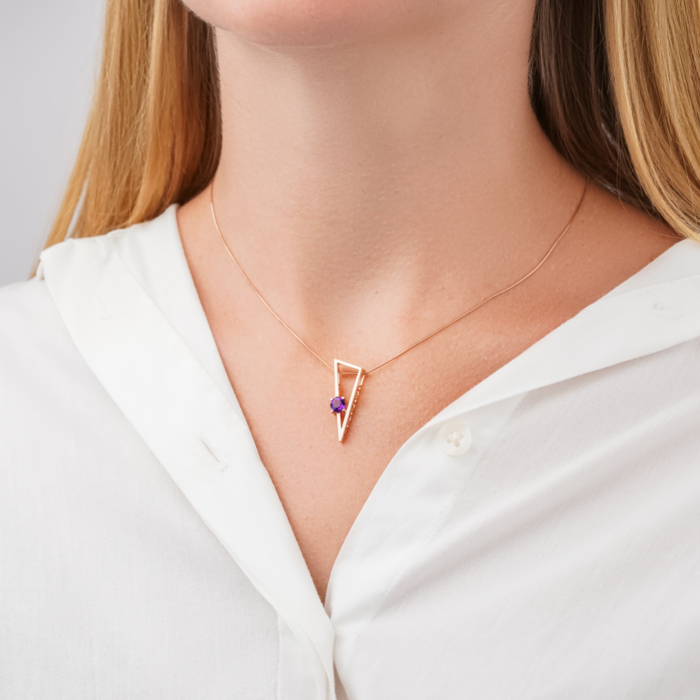 Підвіска з червоного золота з аметистом 550135/01/0/5758