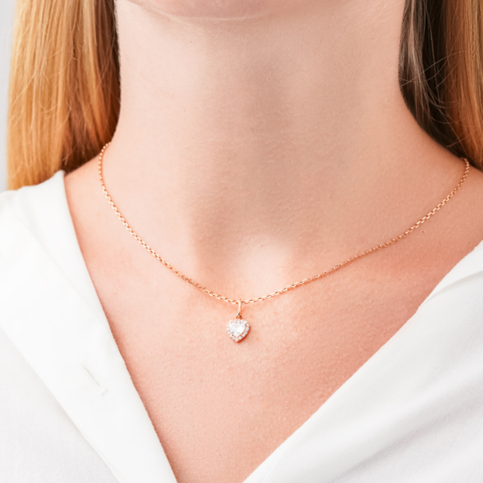 Золота підвіска Серце з фіанітами S314971-P/01/1