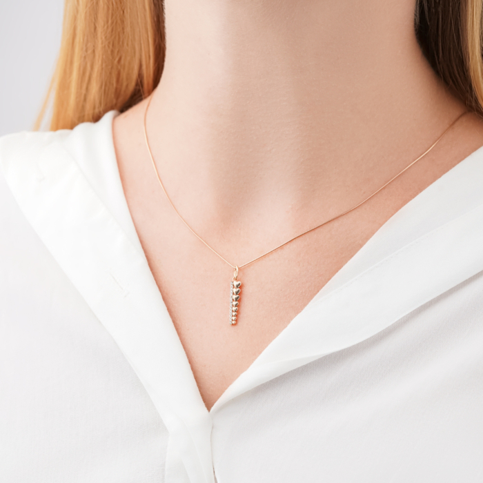 Золотая подвеска с фианитами. Артикул F-1412-P/01/1