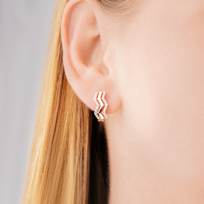 Золоті сережки з фіанітами P-2890-E/01/1