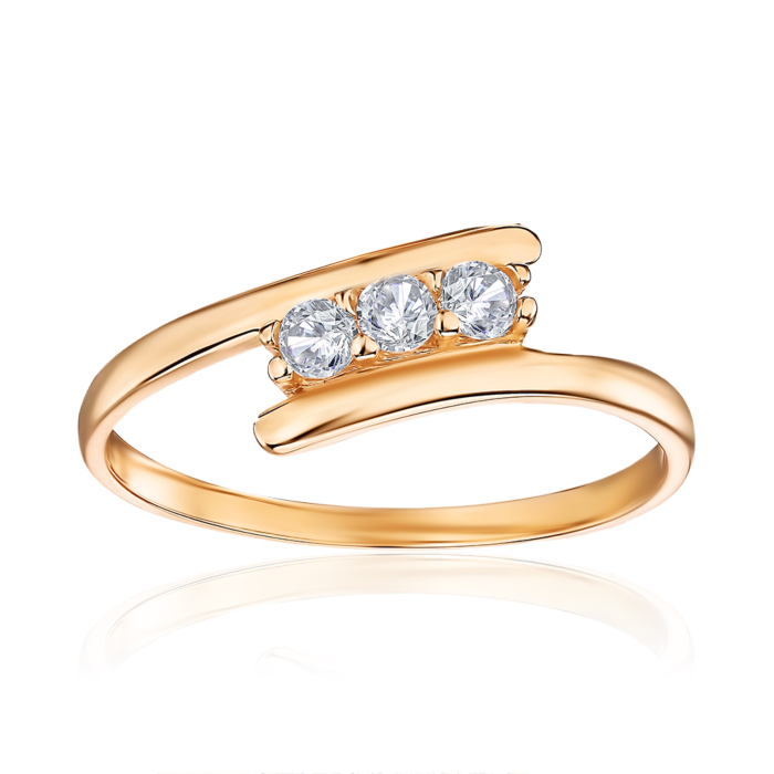 Золота каблучка з фіанітами. Артикул P-270-R/01/1