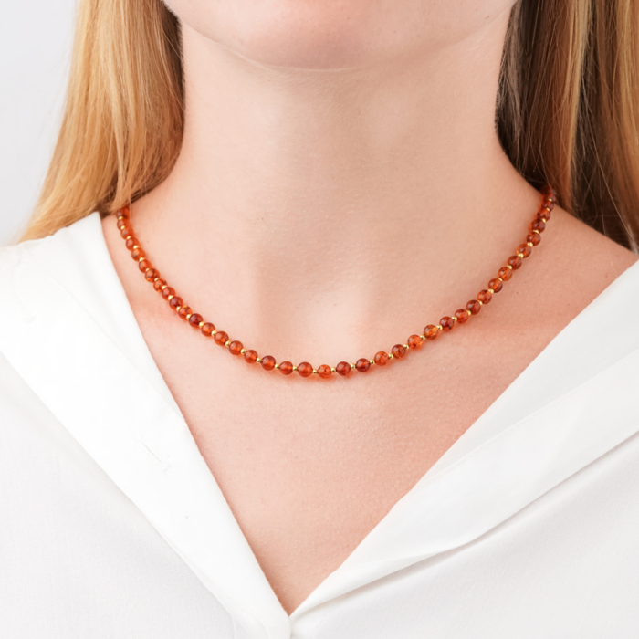 Серебряное позолоченное колье с янтарем NBC.5MM-K/20/2787