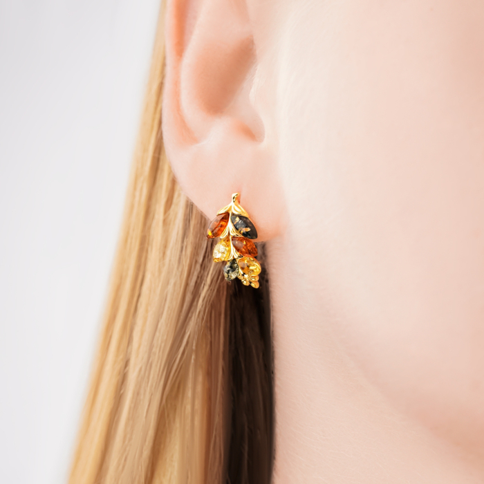 Серебряные позолоченные серьги с янтарем RdE223M-E/20/2787