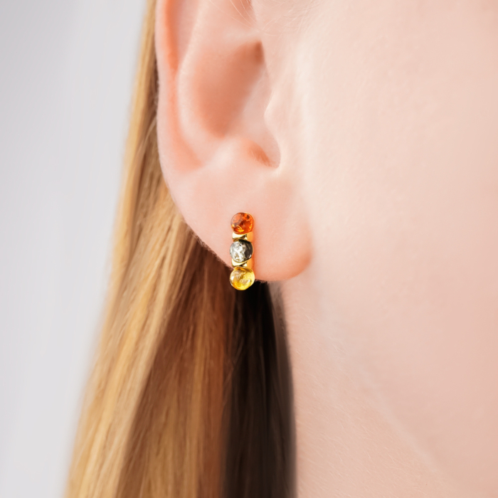 Серебряные позолоченные серьги с янтарем AuE40M-E/20/2787