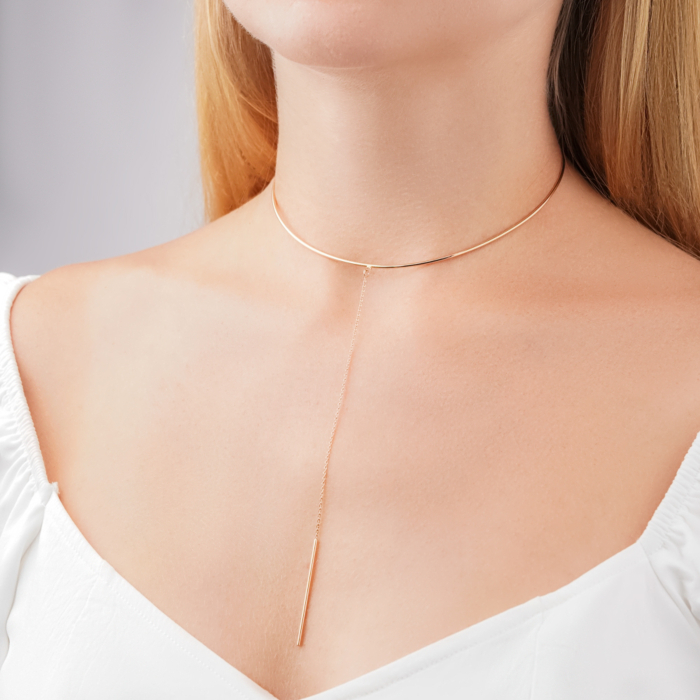 Жорстке золоте кольє без вставки 06723/01/0