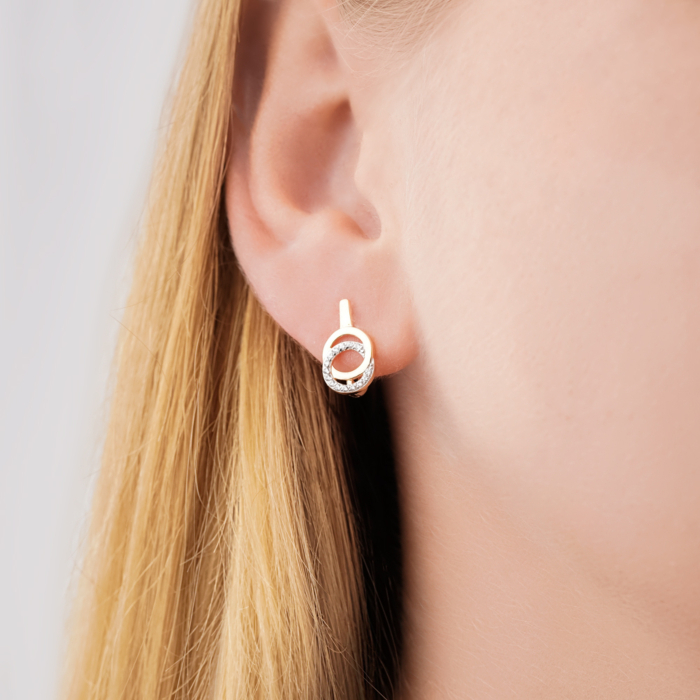 Сережки з червоного золота з фіанітами 23729/08/1/1