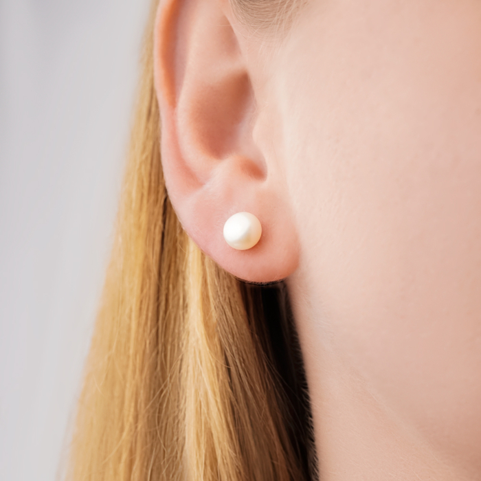 Золоті сережки-пусети з перлиною 21729/02/1/1939