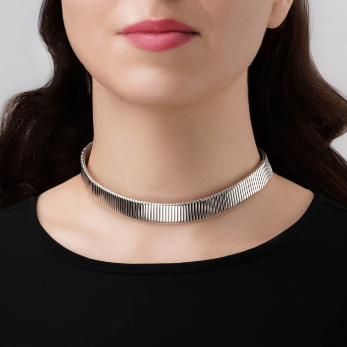 Жорстке срібне кольє без вставки CTBXD000018-K/12