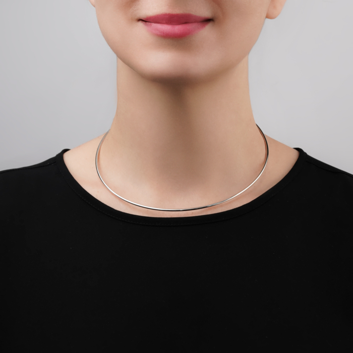 Жесткое серебряное колье без вставки CTBXD000045-K/12