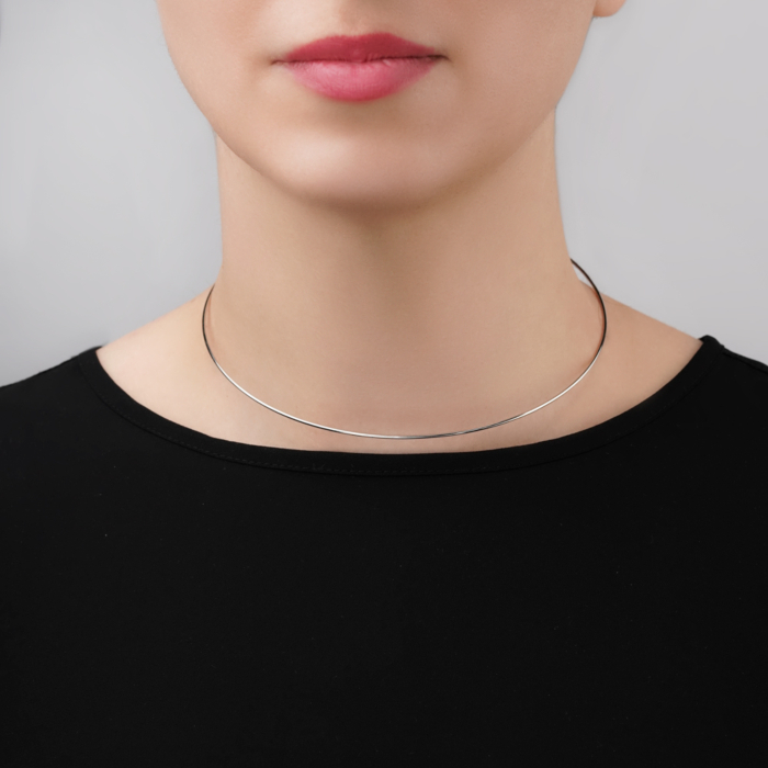 Жесткое серебряное колье без вставки CTBXD000015-K/12
