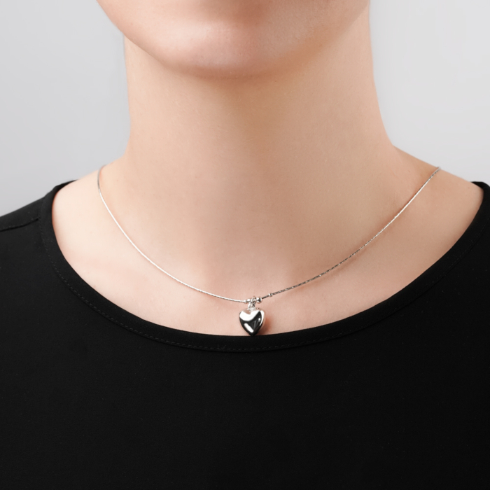 Жесткое серебряное колье «Сердце» с подвеской без вставки CFAXD000058-K/12