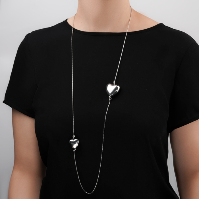 Серебряное колье с сердечками CFAXD000134-K/12