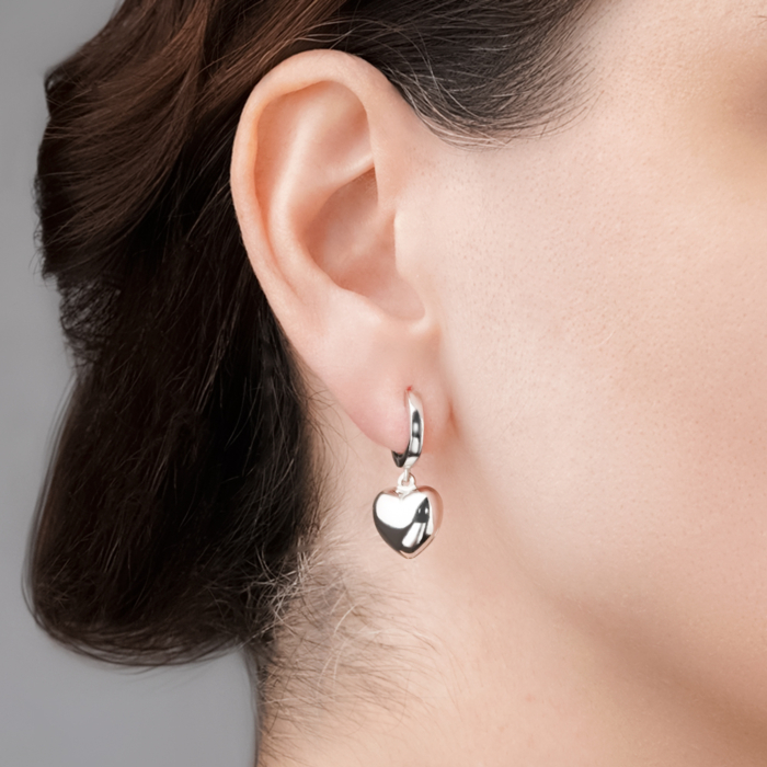 Серебряные серьги-конго Сердечки без вставки OFAXD000219-E/12