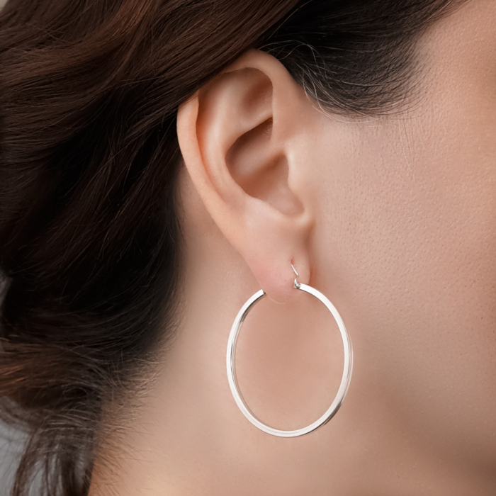 Срібні сережки-конго без вставки OF032-0013-E/12