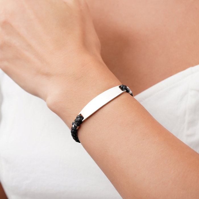 Шкіряний браслет зі срібними вставками BLDXU000096-B/12