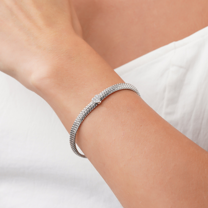 Серебряный браслет с фианитами BCPXX000130-B/12/1
