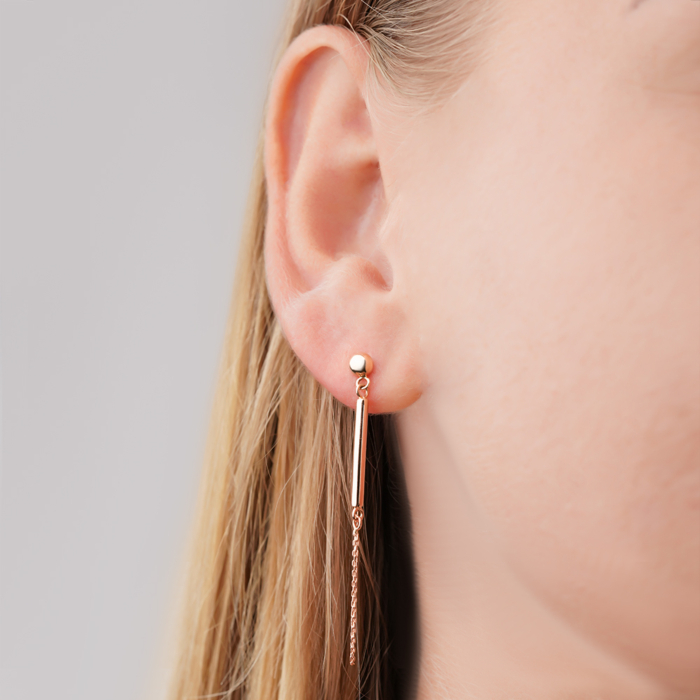 Золоті сережки-пусети з підвісною частиною без вставки F-1247-E/01