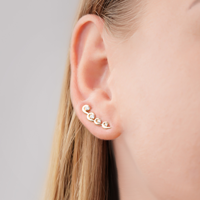 Золоті кафи з фіанітами F-2578-E/01/1