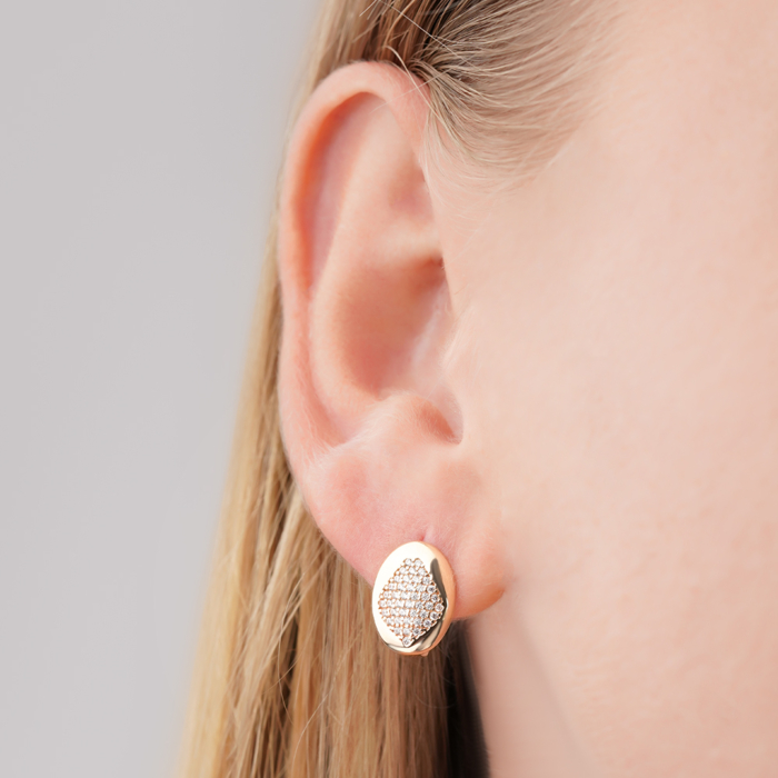 Золотые серьги с фианитами G-3623-E/01/1