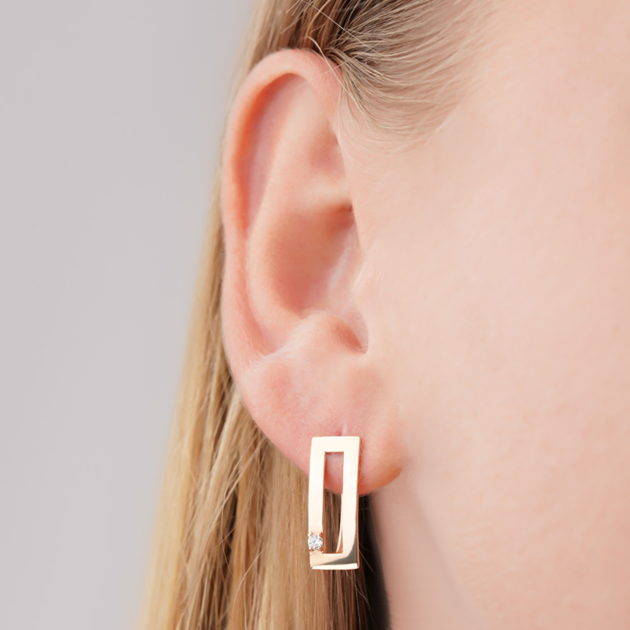 Золотые серьги с фианитом S216001-E/01/1